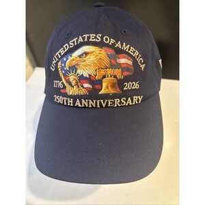 USA 250th Anniversary Hat 1776-2026 Navy Cap Eagle Liberty Bell Flag Patch